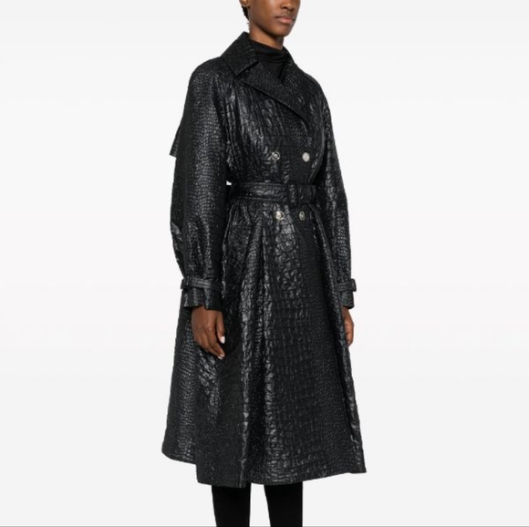 New💯 Original. Versace embossed-crocodile laminated trench coat - Picture 6 of 8